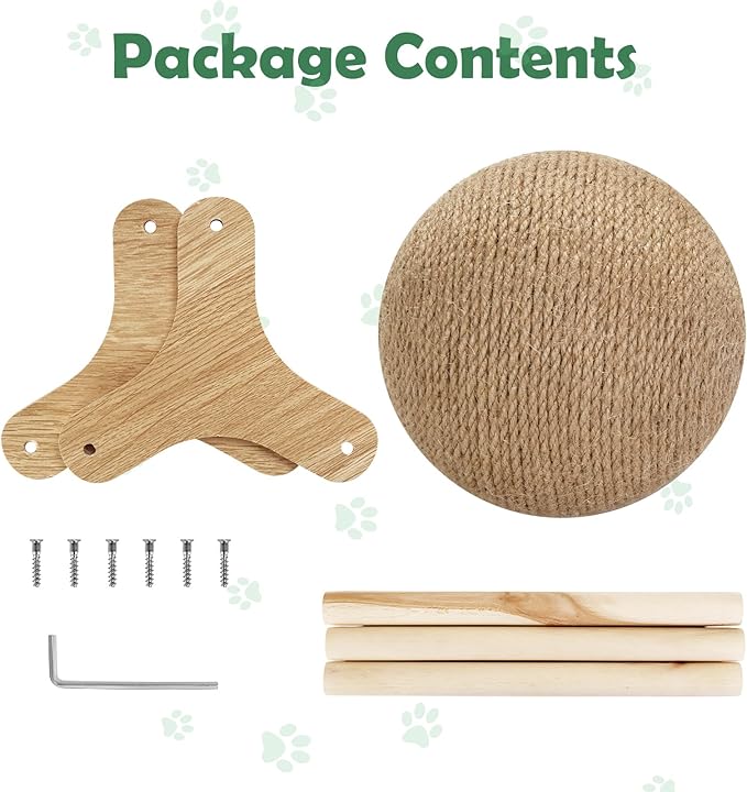 Outamateur Sisal Cat Scratcher Ball Toy with Stable Stand, Interactive Exercise Toy, Sisal Cat Scratching Ball for Small Pet Interactive Exercise and Play