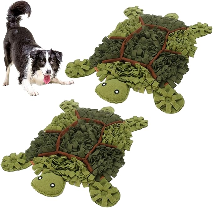 Dog Snuffle Mat Turtle Shape Large 28.8 x 22.8 Inch, Interactive Feeding Mat Slow Feeder for Dogs, Nosework Training Puzzle Mat for Small Medium Dogs (2 Pcs)