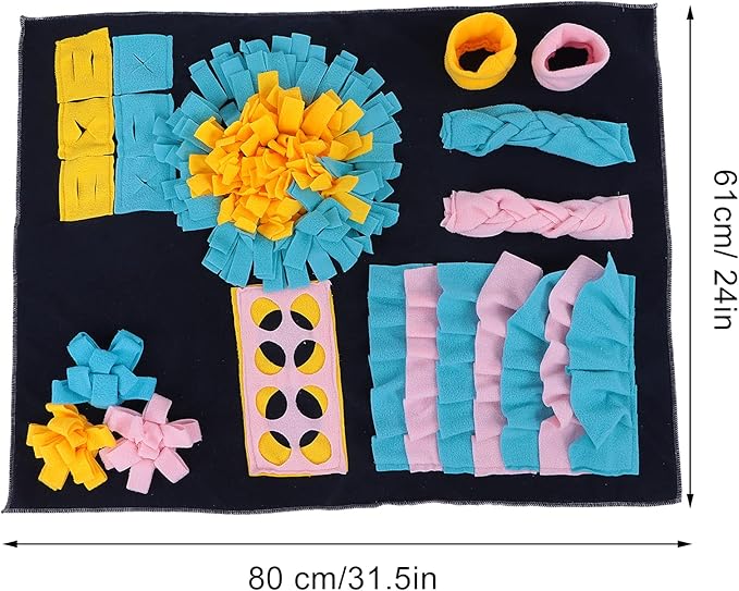 Dog Snuffle Pad, Interactive Feeding Mat, Dog Puzzle Toys, Dog Food Dispenser Mat for Travel Slow Eating Stress Reduction and Smell Training