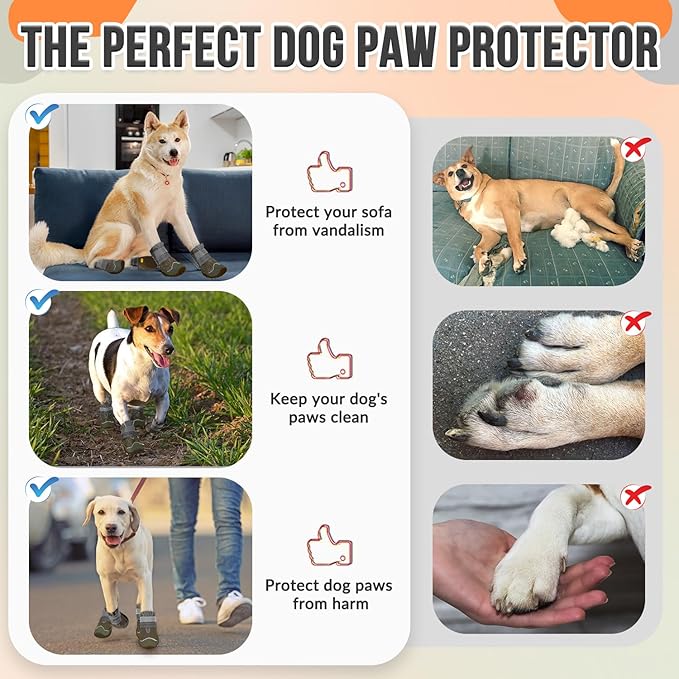 SlowTon Dog Shoes for Large Small Medium Dogs - Breathable Dog Boots for Summer Hot Pavement, Paw Protector for Outdoor Walking Winter Snow, Anti-Slip Rubber Dog Booties for Hardwood Floor (Brown, 6)