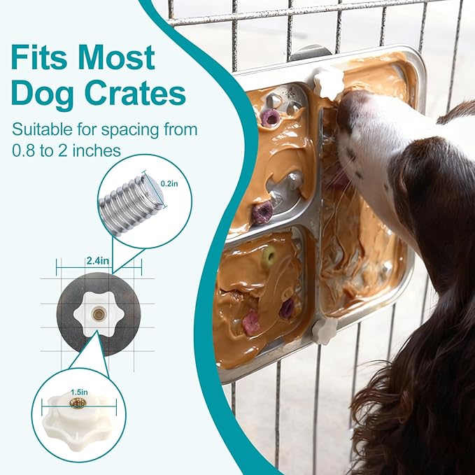 Stainless Steel Lick Mat for Dogs & Cats, Dog Lick Mat with Suction Cups & Crate Mount, Chew-Proof Slow Feeder with 3 Textured Zones for Calm Feeding & Anxiety Relief [1Pack]