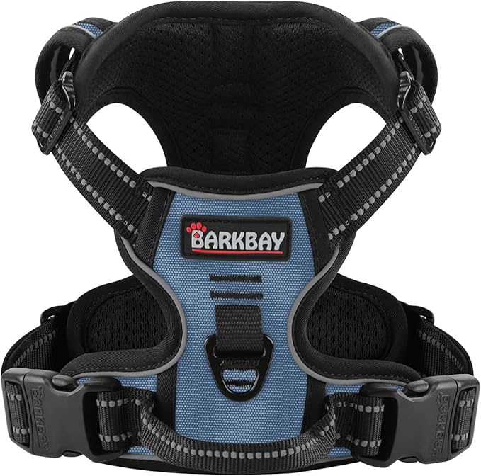 BARKBAY Dog Harness No Pull for Small Dogs - Adjustable, Reflective, Comfortable, No Choke, Heavy-Duty - Perfect for Outdoor Training, Walking, and Hiking - Strong & Durable - S & Navy