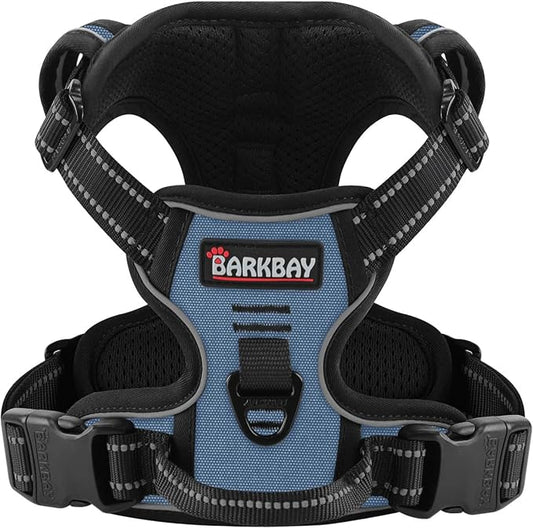 BARKBAY Dog Harness No Pull for Small Dogs - Adjustable, Reflective, Comfortable, No Choke, Heavy-Duty - Perfect for Outdoor Training, Walking, and Hiking - Strong & Durable - S & Navy
