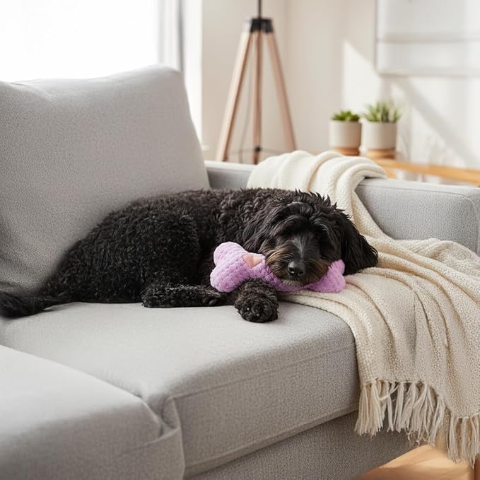 SPOT Soothers Warm Hug Bone - Calming Plush Dog Toy with Lavender Scented Beads, Removable Squeaker, Microwavable Warming Pouch, Separation Anxiety Relief, for Medium to Large Dogs and Puppies, 12in