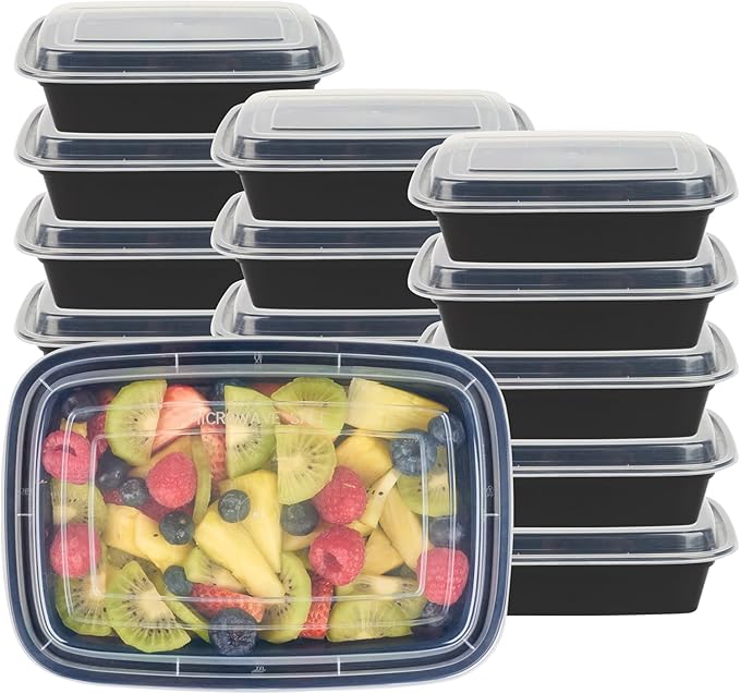 Restaurantware-Asporto 38 Ounce Take Out Containers, 100 Food Containers With Lids - Microwavable, Disposable, Black Plastic To Go Boxes For Food, No BPA, For Take Out And Delivery