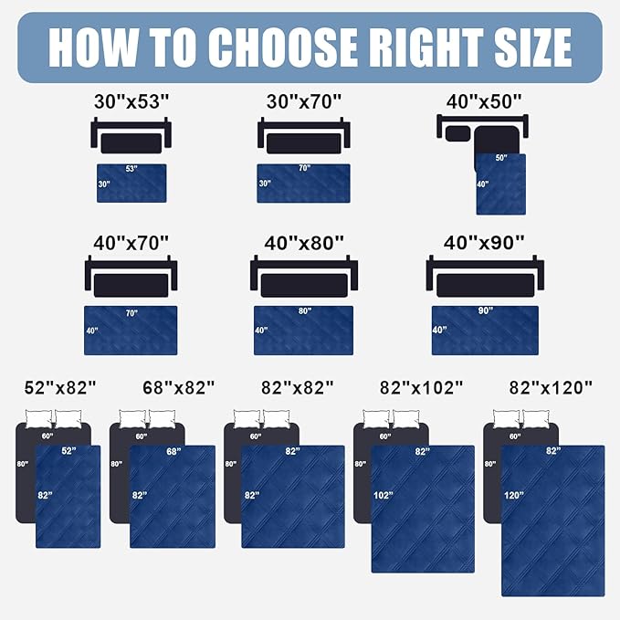 Smiry Waterproof Dog Bed Cover Blanket 40x50, Soft Reversible Pet Blanket, Washable Leakproof Cats Dogs Couch Cover for Sofa, Couch, Furniture, Lattice, Navy/Navy