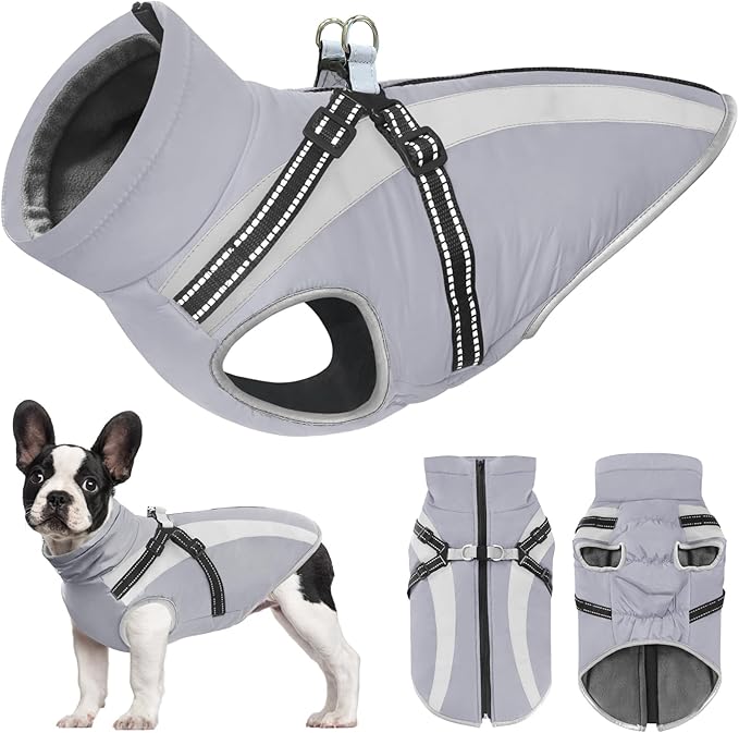 Mosucoirl Warm Dog Coats Vest, Waterproof Dogs Jacket Reflective Fleece Pet Winter Cold Weather Coat Dogs Clothes Cozy Snow Jackets Outfits for Small Medium Large Dogs Puppy