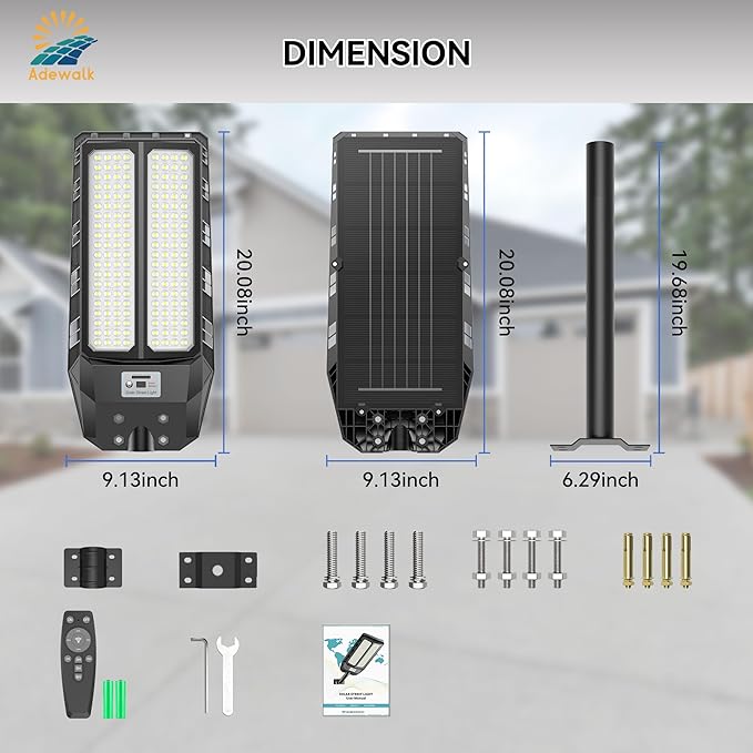 6000W Solar Lights Outdoor Waterproof, 7000K Dusk to Dawn Outdoor Solar Street Light Motion Sensor with Remote, LED Security Flood Light for Outside Garden Yard Pathway Garage Parking Lot, 2 Pack