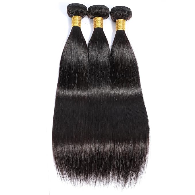 Selina Brazilian Virgin Hair Straight 24 24 24Inch (100g/3.52Oz) Human Hair Weave 100% Unprocessed Human Hair Bundles Straight Remy Hair Extensions Natural Black (24" 24" 24", Straight)