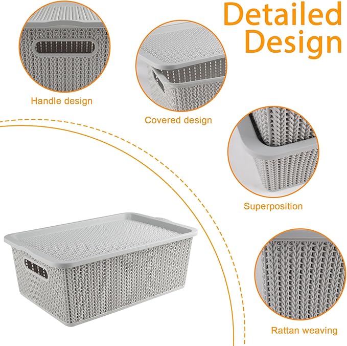 Geyecete Dog toy basket storage bins Stackable Plastic Pantry Bins with Lids Storage Basket torage bins with lids Pet/Pet Toy Storage Bin Doy Toy Box(2 PACK)
