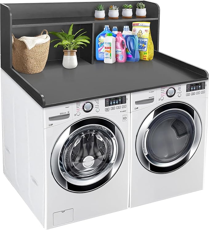 Royxen Laundry Countertop with 20“ Shelf Universal Fit, Washer and Dryer Countertop with Storage Space, Black