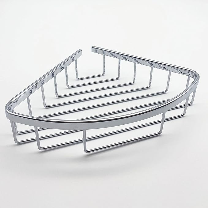 Classic Shower Corner Basket For Bathroom Shampoo Soap Holder Brass Material Polished Chrome