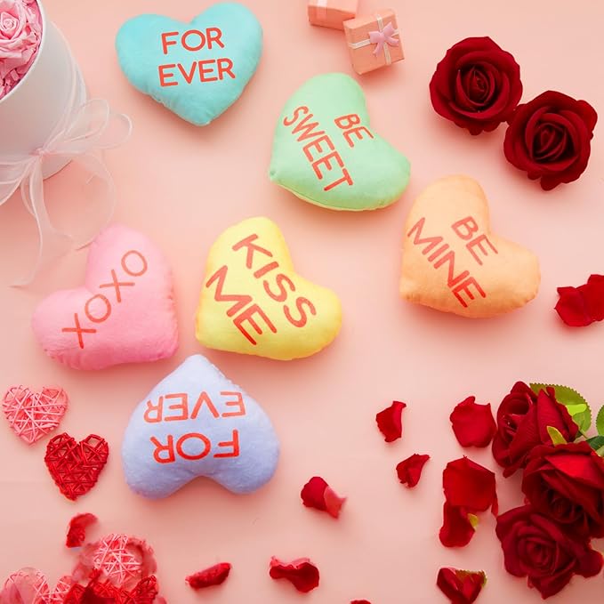 Jenaai 24 Pcs Valentines Day Dog Toys Conversation Heart Squeak Dog Toys Valentines Gifts for Small Medium Large Puppy Pet Teething Chew Supplies