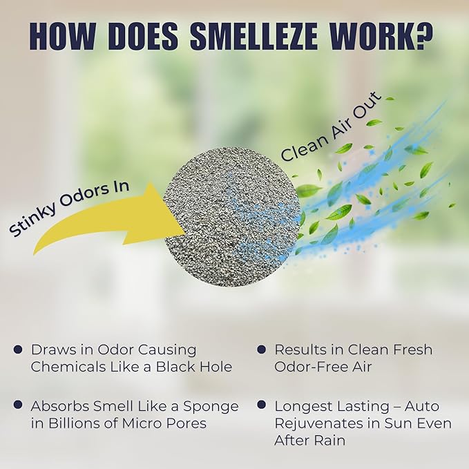 SMELLEZE Natural Urine Smell Removal Deodorizer: 2 lb. Granules Stops Urine Stench
