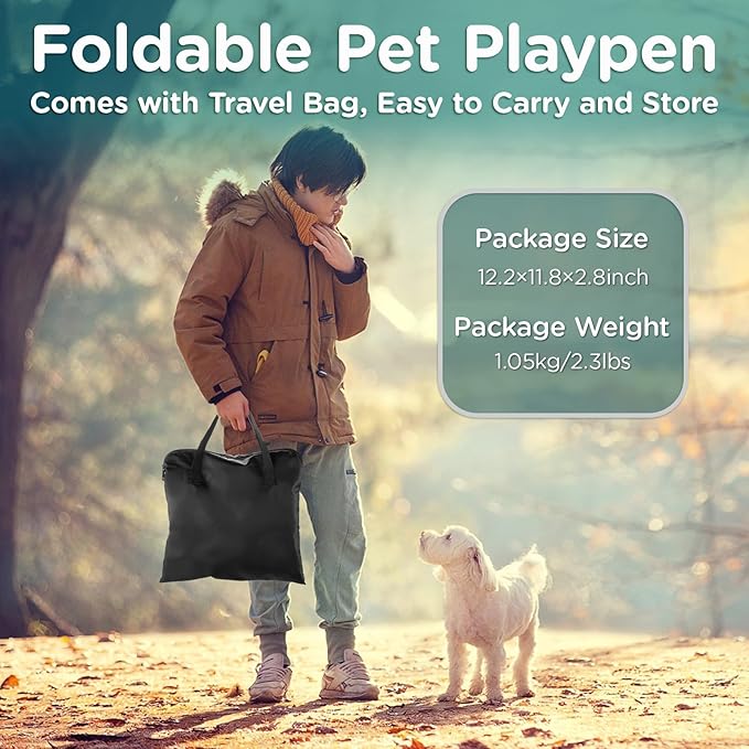 Foldable Pet Kitten Playpen, Waterproof Portable Dog Cat Playpen Kennel Tent for Small Cat Dog, Retractable Shade Cover with Free Carrying Case, Indoor Outdoor Use for Small Animals.