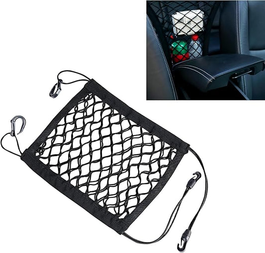 MLY Car Net Barrier with 10.2In Wire, Double Layer 11.4In x 10.2In Car Net Barrier, Between Front Seats and Rear Seats Kid Dog Pet Net Barrier Car Net, Universal for Trucks SUVs Cars (Black)