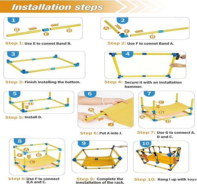 Puppy Play Gym with 8 Hanging Toys, Indoor Puppy Jungle Gym with Interactive Dog Enrichment Toys.PVC Frame with Small Dogs Hammock Enrichment Activity Center