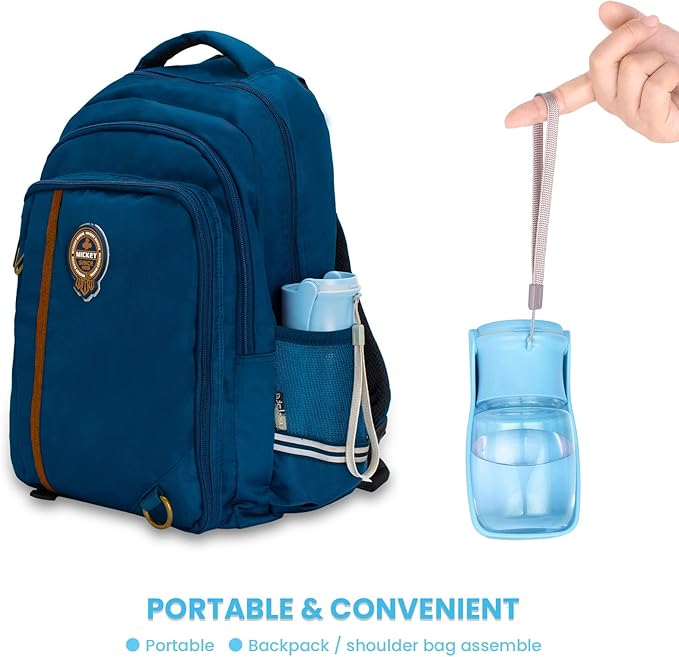 Portable Dog Water Bottle, Foldable Dog Water Bottle Leak Proof Dispenser for Puppy Small Medium Large Dogs, Pet Drink Cup for Walking Hiking Traveling(SkyBlue,12oz)