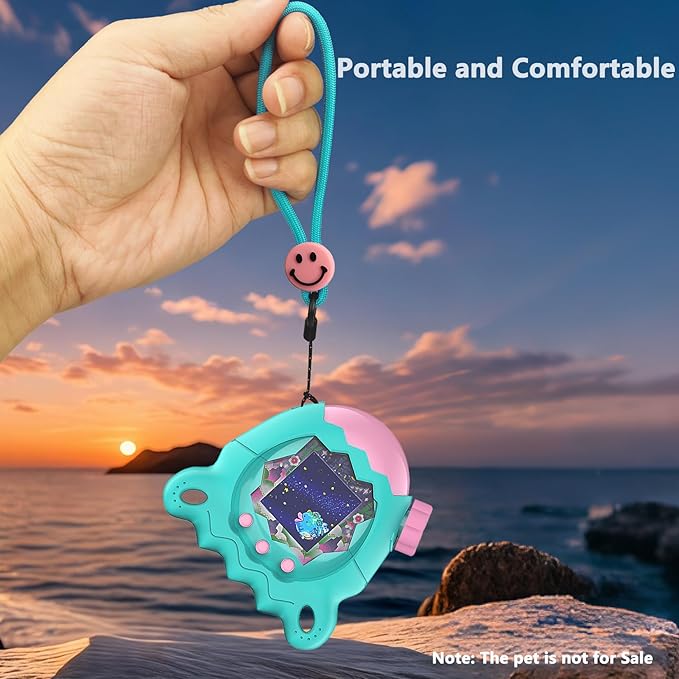 Silicone Case for Tamagotchi Paradise with Button Cap, Protective Cover with Screen Protector and Lanyard for Tamagotchi Paradise Pet Accessories (Jade Forest)