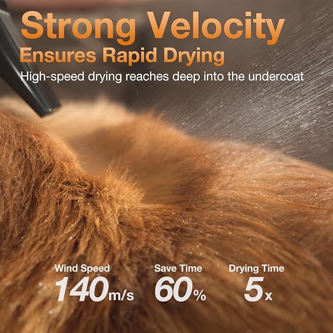 petaboo Dog Blow Dryer - Ultra-Quiet,Negative Ion Technology,3-in-1 Nozzles & Adjustable Speed/Temp, Portable & All-in-One Storage for Dogs & Cat