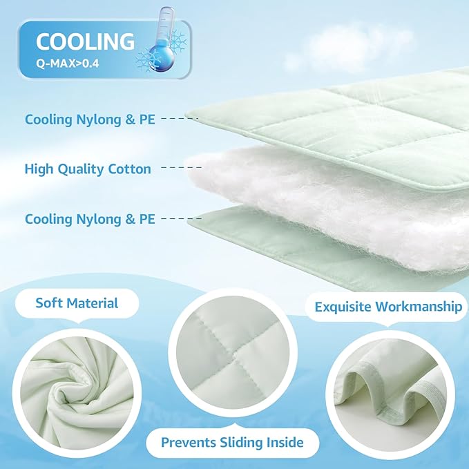 PICK FOR LIFE Cooling Blanket for Dogs, 0.4 Q-MAX Pets Cooling Comforter for Bed Cover, Summer Blanket for Large Dogs Washable, Soft Lightweight Cold Mats for Pet Hot Weather Sleeping (60"×80"/Green)