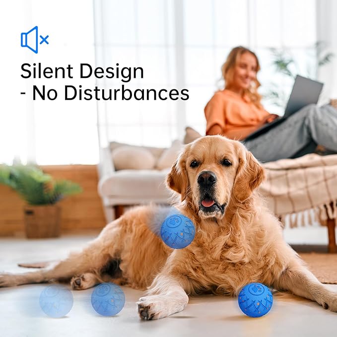 Interactive Dog Toys Dog Ball, Durable Motion Pet Toys for/Small/Medium/Large Dogs, Birthday Gifts, Automatic Moving, Bouncing and Rotating, E-TPU Material, IP54 Waterproof (Blue)
