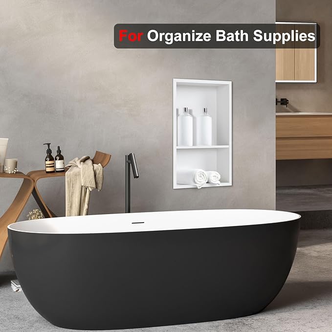 Shower Niche, Stainless Steel Elegant Bathroom Niche, No Tile Needed Recessed Shower Shelf Organizer for Storage