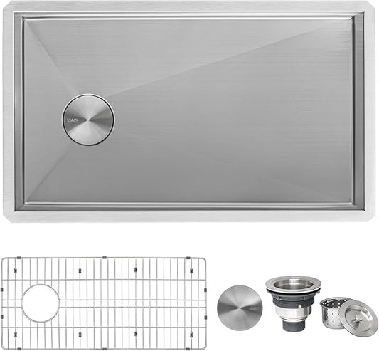 Ruvati 27-inch Slope Bottom Offset Drain Undermount Kitchen Sink Single Bowl - RVH7470