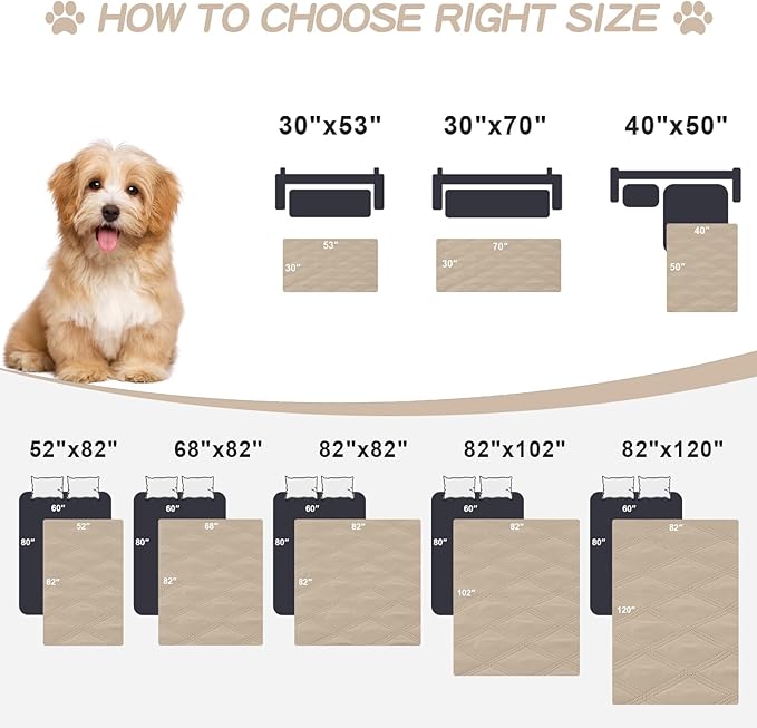 Smiry Waterproof Dog Bed Cover Blanket 82x102, Soft Reversible Pet Blanket, Washable Leakproof Cats Dogs Couch Cover for Sofa, Couch, Furniture, Lattice, Taupe/Beige