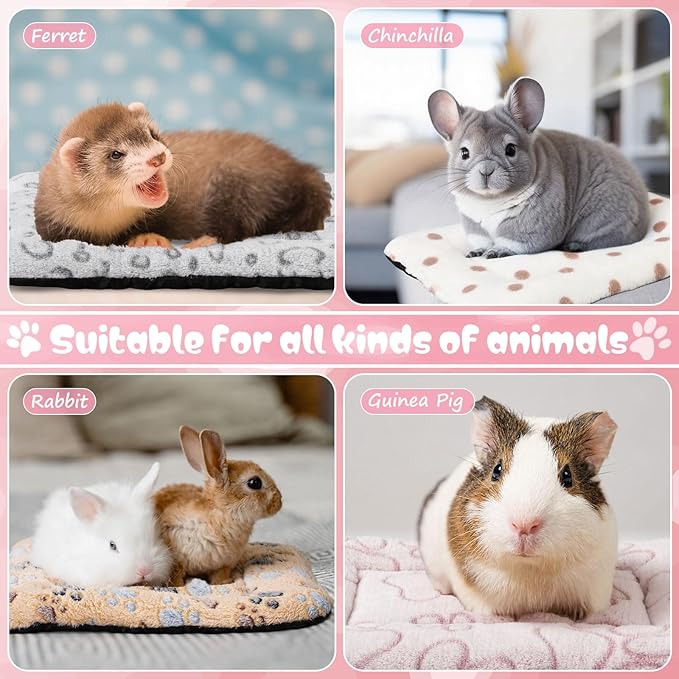 4 Pcs Dog Cat Bed Guinea Pig Mats Ultra Soft Dog Crate Kennel Pad Washable Bunny Bed Anti-Slip Guinea Pig Blankets for Small Animal Pet Cage Accessories(13.8 x 11.4 Inch)