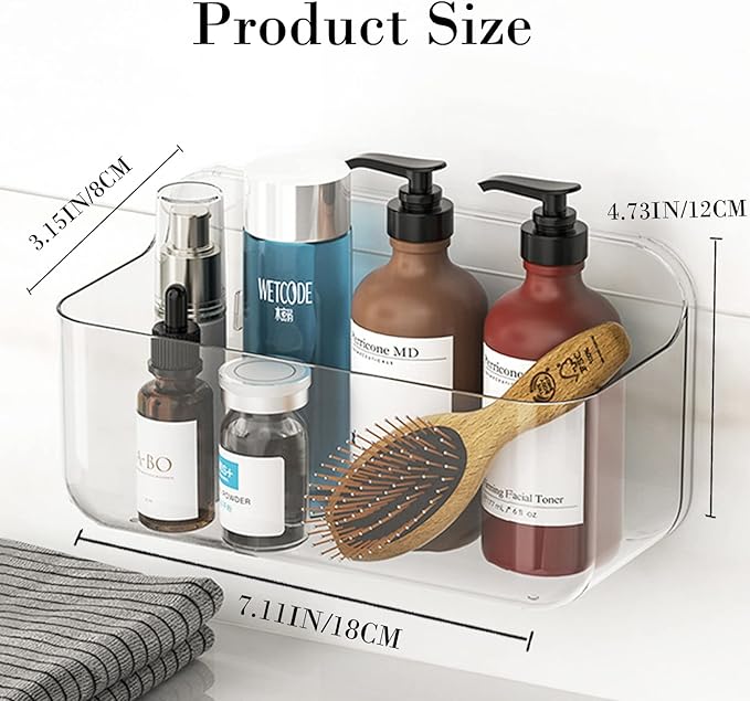Acrylic Adhesive Wall Mounted Storage, Small Cabinet Door Organizer Without Drilling, Automatic Draining Sink Caddy for Kitchen, Bathroom, Laundry, Camper, Utility Room, Office, Shelves