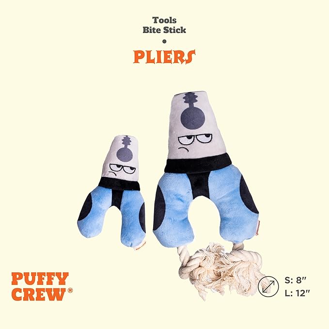 Squeaky Dog Plush Toy, Tools Bite_Stick Collection, 12", for Various Sized Dogs (Pliers, Large)