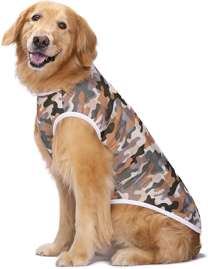 2 Pack Camo Dog Tshirts for Medium Large Dogs, Quick Dry Dog Cooling Vest Shirt T-Shirts Girl Boy,Breathable Stretchy Tank Top Sleeveless Vest Tee Shirt Pet Clothes Apparel