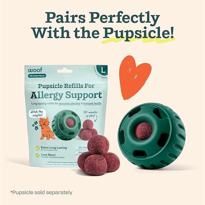WOOF Pupsicle Refill Pops for Allergy Support for Dogs - Allergy Dog Treats for The Pupsicle Toy to Support Your Dog’s Natural Immune Defenses - Small Pops - 10 Count