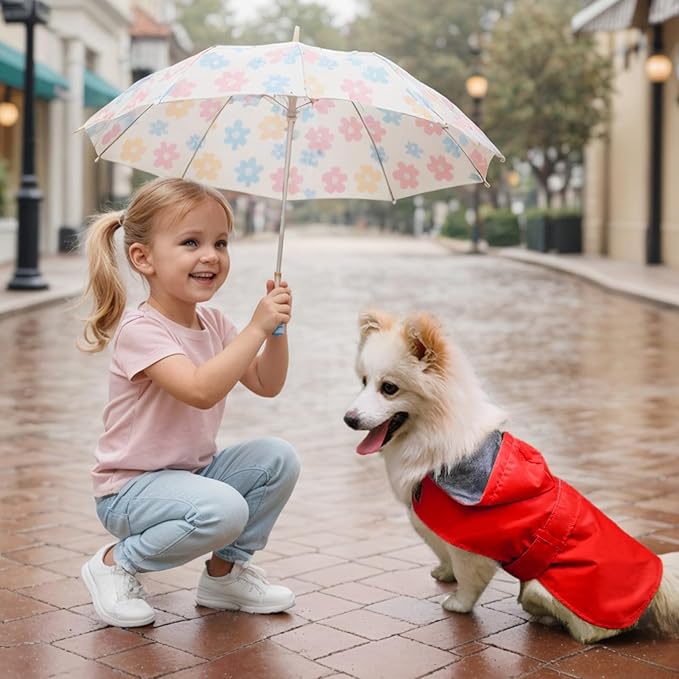 Dog Raincoat Small Dog Rain Jacket Poncho Waterproof Snowproof Pet Rain Suit Lined Warm Lining Hooded Leash Hole Adjustable Puppy Small Medium Dogs,Red,S