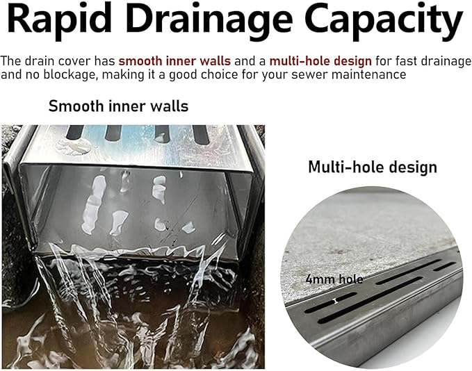 Slim Outdoor Channel Drain Kit, 304 Stainless Steel Low Profile Drainage Trench System for Terraces, Patios & Gardens (7x3cm/2.7x1.2in) - Efficient Water Management