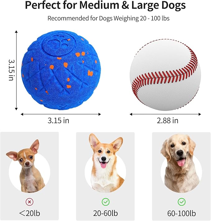 SCHITEC Interactive Dog Toy Ball - Automatic Bouncing, Rolling & Vibrating Motorized Ball for Medium Large Dogs, Rechargeable Self-Moving Electronic Pet Toy for Boredom & Indoor Chase(Blue)