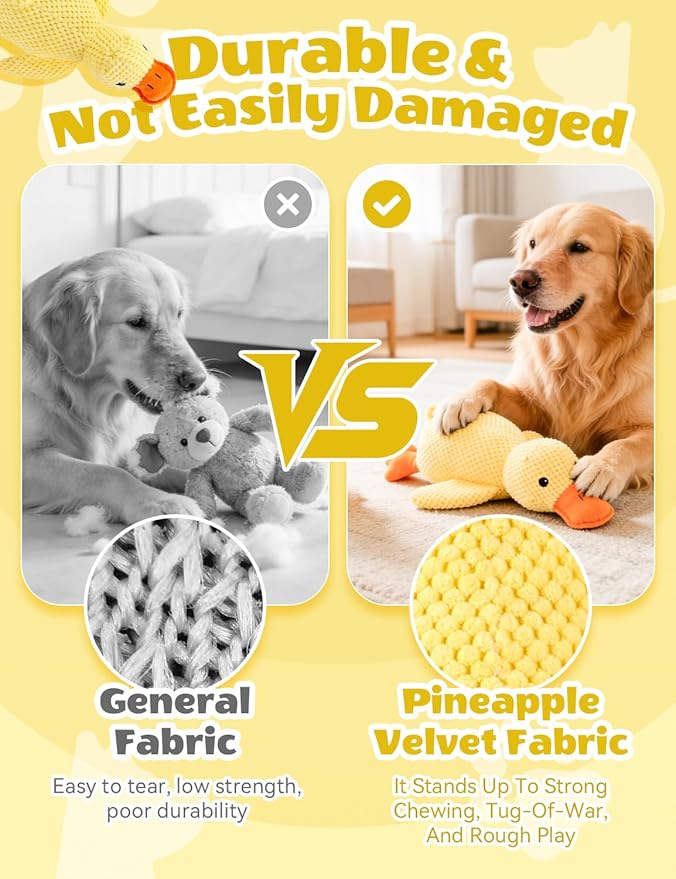 Calming Duck Toy For Dogs, Yellow Duck Dog Toy, Durable Interactive Dog Toy With Quack Sound For Puppy Keep Busy, Indestructible Dogs Emotional Support Duck For Small Large Dogs (1PC(17.16*14.96 In))