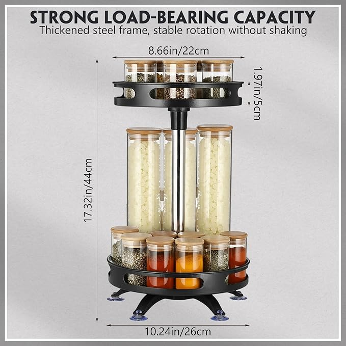 3 Pack Lazy Susan Organizer 2 Tier, 10 Inch Metal Rotating Lazy Susan Turntable Spice Rack for Cabinet, Metal Seasoning Organizer for Pantry Table Kitchen Storage, Compact and Versatile