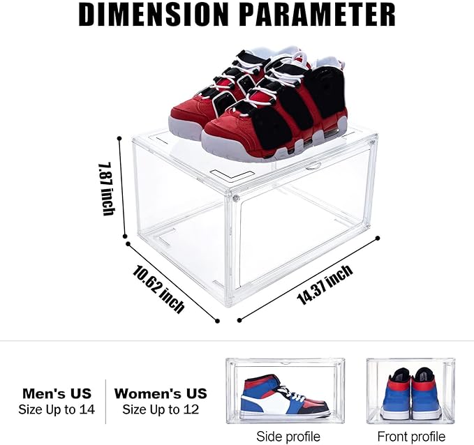 12 Pack Shoe Boxes,Acrylic Shoe Display Box,Stackable clear shoe box,Clear Plastic Stackable Sneaker Box,Shoe Containers,Shoe Case,Sneaker Storage,Fits Up to Size 14