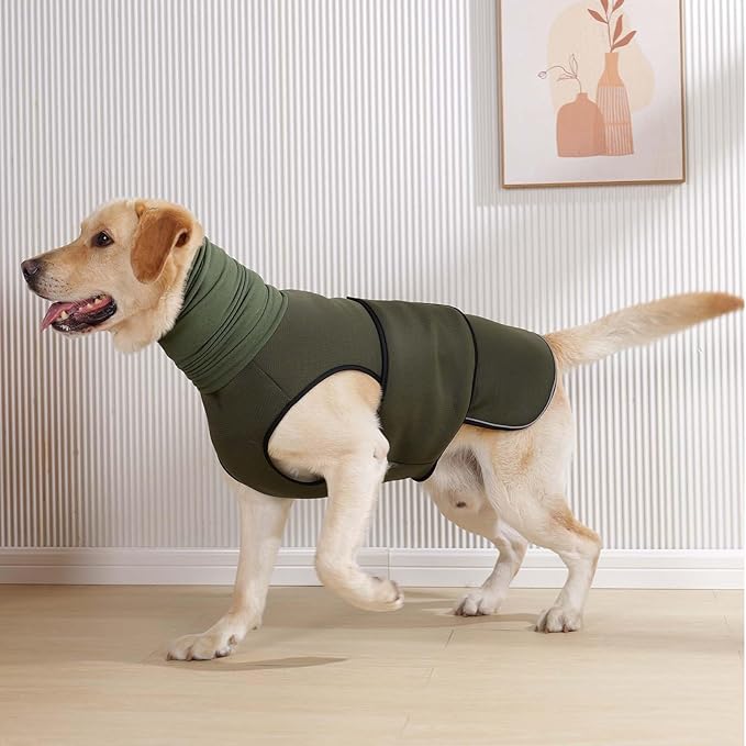 ROZKITCH Soft Dog Anxiety Jacket, Breathable Calming Vest for Storms, Fireworks & Separation, High Collar Design for Small to Large Dogs ArmyGreen XS