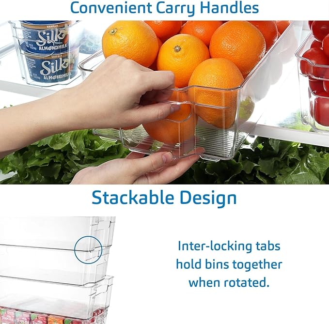 STORAGEBUD Fridge Organizer - 6 Pieces refrigerator organizer bins - Pantry Organization and Storage for Fridge & Refrigerator- BPA Free Freezer Organizer Bins