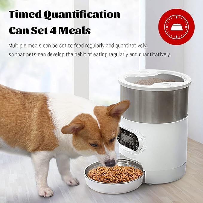 3L/4.5L Automatic Cat Feeder,Pet Food Dispenser for Cats and Dogs with Stainless Steel Food Bowl for Dry Food, Programmable Portion Control 1-4 Meals Per Day & 10S Voice Recorder