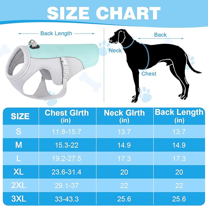 Dog Cooling Vest Dog Harness Cooler Jacket with Portable Water Bottle, for Walking Dog, Outdoor Camping and Hunting Training.(S)