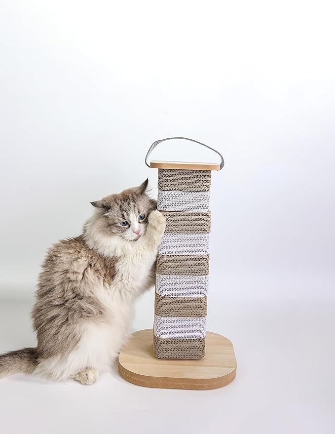 Cat Scratching Post for Indoor Cats, 23.6 Inch Tall Cardboard Cat Scratcher Pad for Kittens & Cats, Multi Surface Scratching Board, Easy Assembly, Protects Furniture