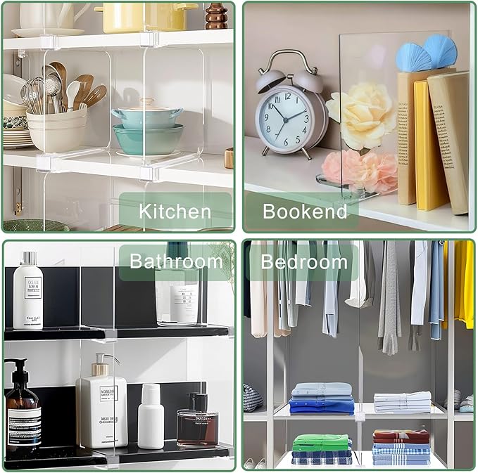 Shelf Dividers for Closet Organization, 12Pcs Closet Purse Organizeder Acrylic Shelf Dividers Purse Closet Organized Closet Dividers for Shelves Clear Shelf Dividers Shelf Separators in Closet (4Pcs)