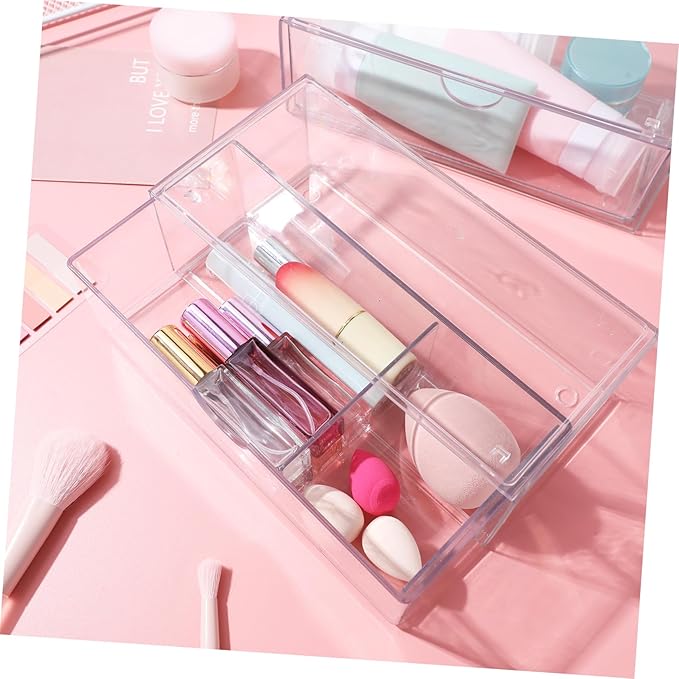 Alipis 3pcs Acrylic Makeup Organizer Desk Storage Box Skincare Shelf Compartment for Lipstick Brush