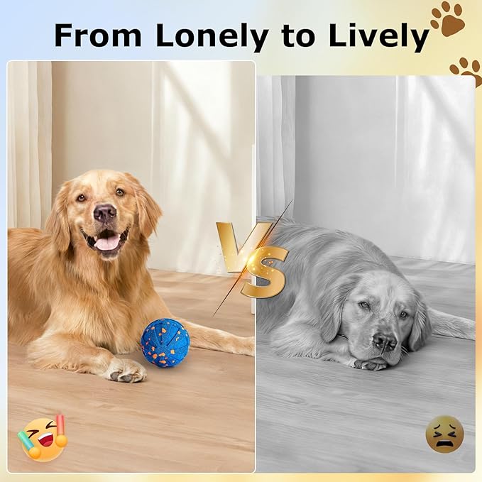 Interactive Dog Toys Ball, 3 Play Modes with Colorful Lights, Automatic Moving, Bouncing, E-TPU Material, Suitable for Large and Medium-Sized Dogs, Used for Boredom Relief and Daily Training