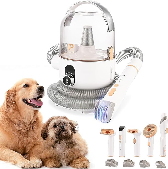 Pet Grooming Vacuum,Pet Grooming Kit & Vacuum Suction 99% Pet Hair,Dog Vacuum for Shedding Grooming,Pet Grooming Vacuum for Dogs&Cats,5 in-1 Pet Grooming Kit,Dog Hair Remover