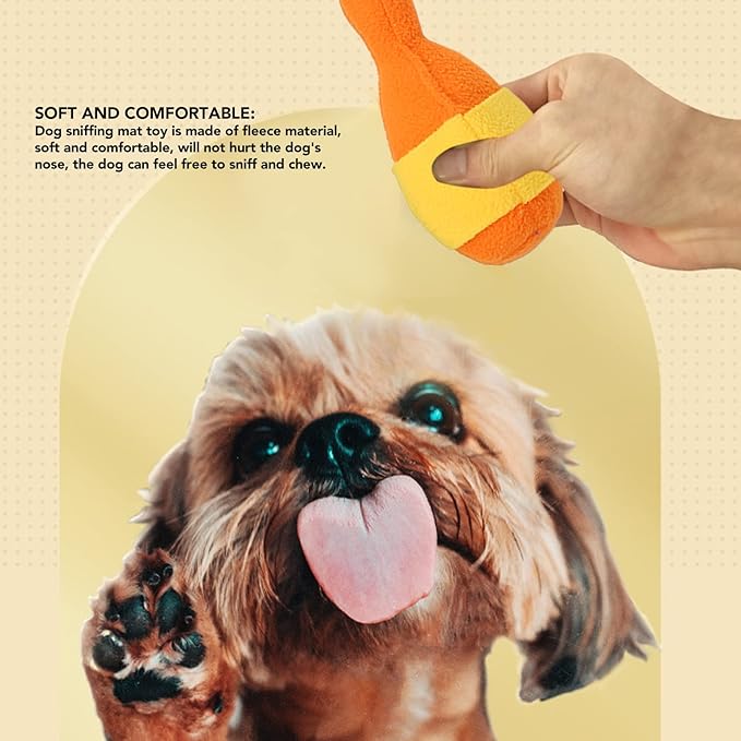 Pet Sniffing Pad, Slow Food Feeder Dispenser, Dog Puzzle Toys, Slow Eating Reduce Boredom Dog Sniffing Feeding Mat with Squeaky Bowling for Smell Training